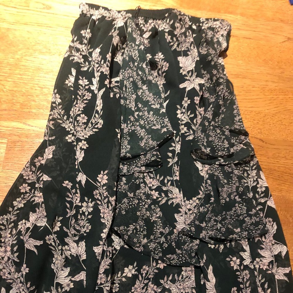 BCBG Forest Green Floral Skirt